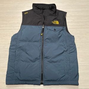 The North Face Black Blue 550 Down Puffer Vest Size 10/12 Medium Boys Youth Kids